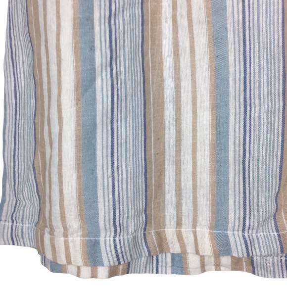 DASH Linen Blend Skirt Stripe Print Button Tie Waist Minimalist Modest Small - Picture 7 of 8
